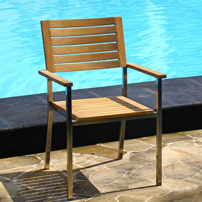 Moselle stacking chair - Certified Teak GRADE A + stainless steel frame