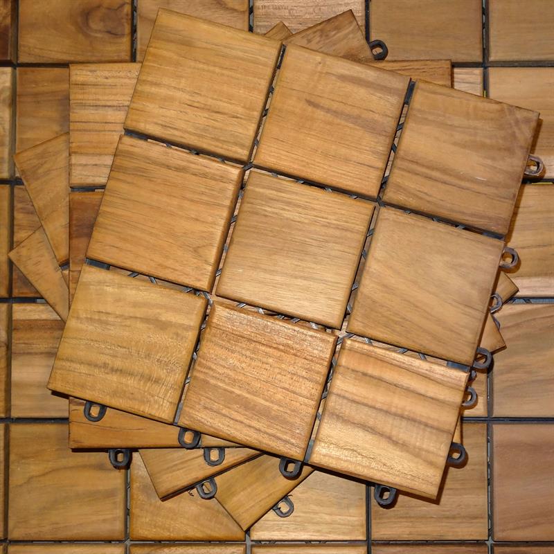 Terrace tile Teak 30x30x3cm - consisting of 9 pieces in the size 10x10cm