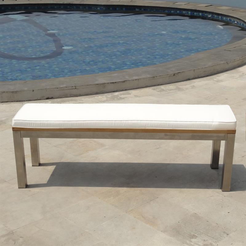 Banc de jardin Florence sans dossier 140 - Teck certifié GRADE A + structure inox