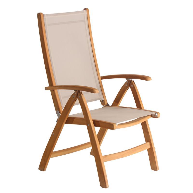 Rivera high back chair - Teak GRADE A + Batyline + stainless steel fittings