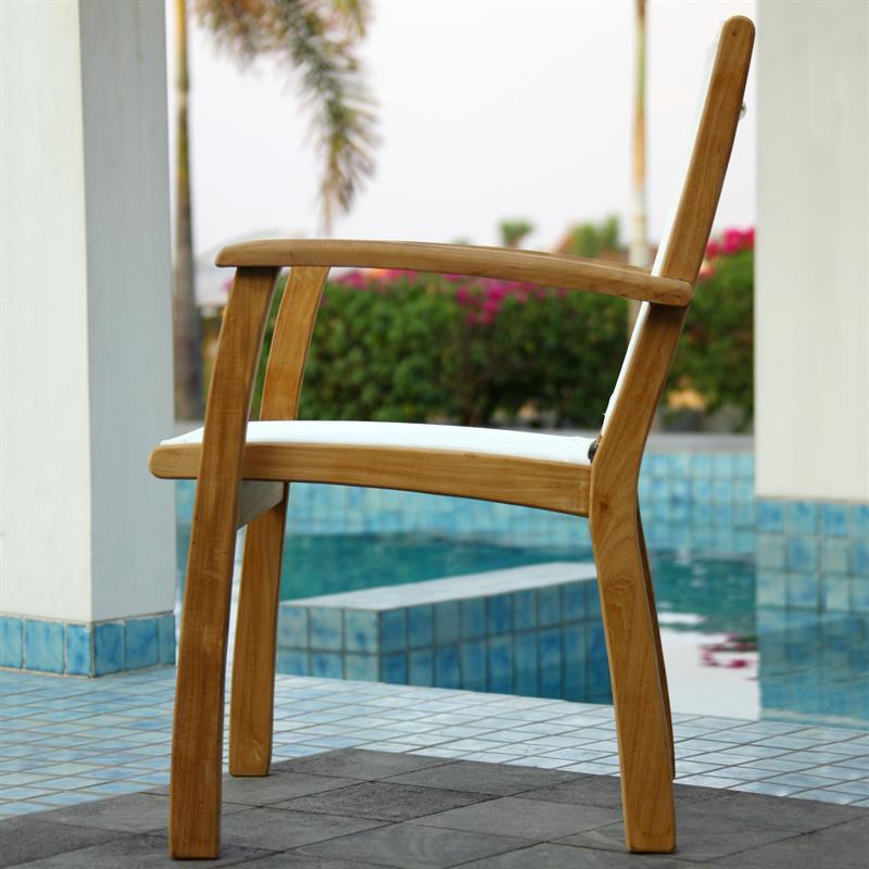 Chaise empilable Rivera - teck GRADE A + Batyline + ferrures inox