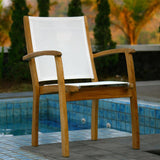 Chaise empilable Rivera - teck GRADE A + Batyline + ferrures inox