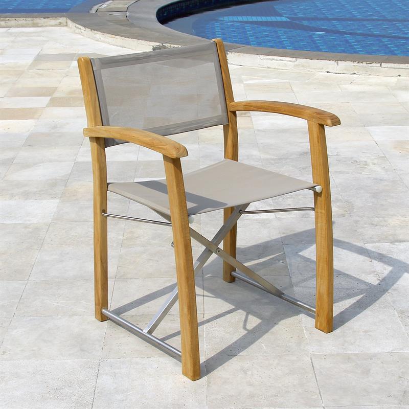 Rivera Director's Chair - Teak GRADE A + Batyline + Stainless Steel Fittings