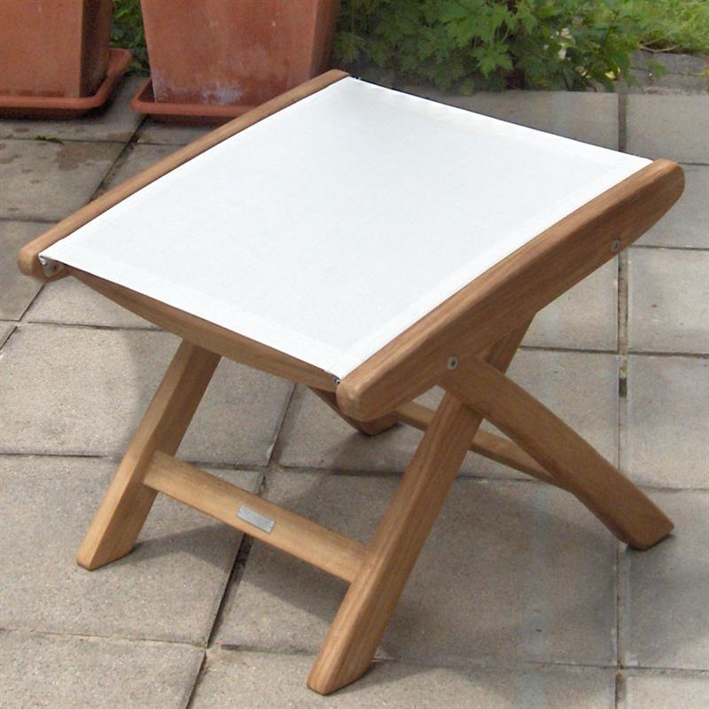 Rivera footstool - Teak GRADE A + Batyline + stainless steel fittings