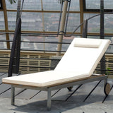 Moselle lounger set of 2 consisting of 2 Moselle loungers 204.5 x 62 x 35 cm -Certified Teak GRADE A + stainless steel frame and 2 lounger cushions in Nagata