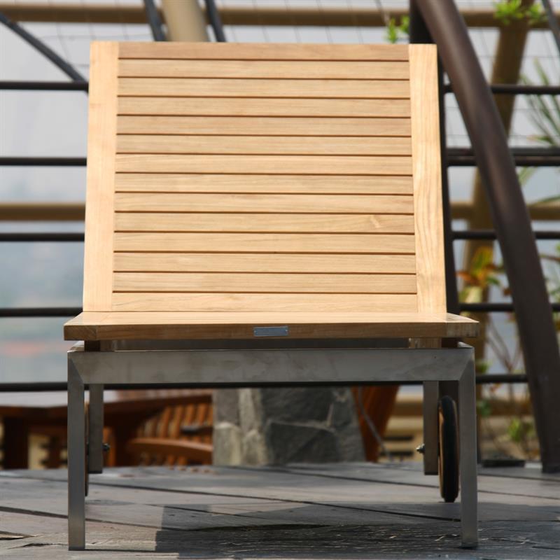 Moselle lounger 204.5 x 62 x 35 cm - Certified Teak GRADE A + stainless steel frame