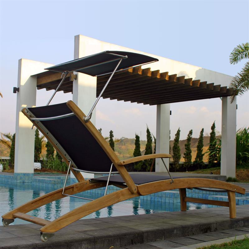 Rivera lounger - Teak GRADE A + Batyline + stainless steel fittings