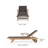 Rivera lounger flat with armrests - Teak GRADE A + Batyline + stainless steel fittings