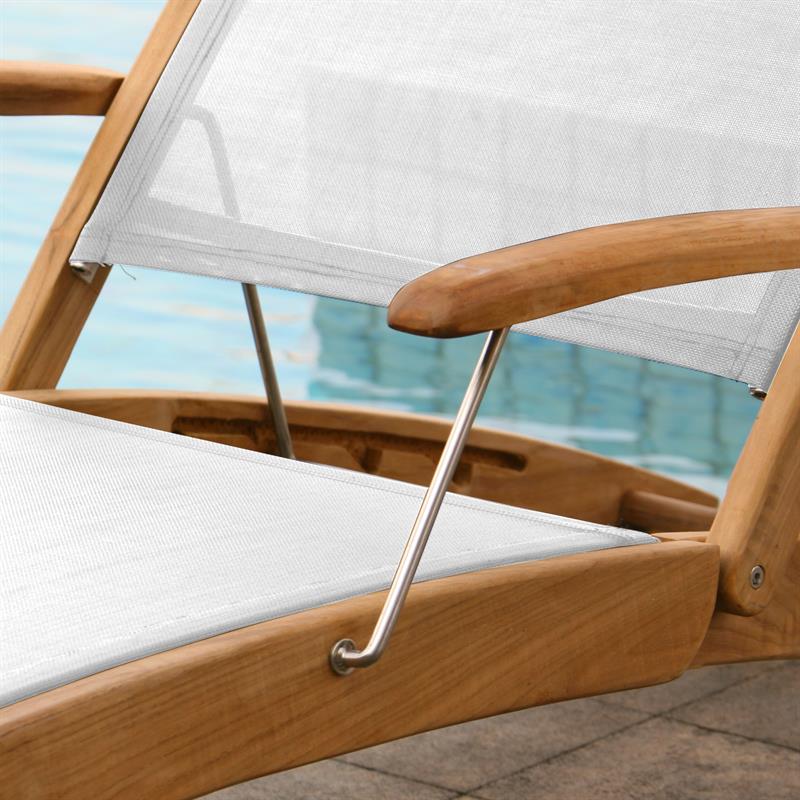 Rivera lounger - Teak GRADE A + Batyline + stainless steel fittings