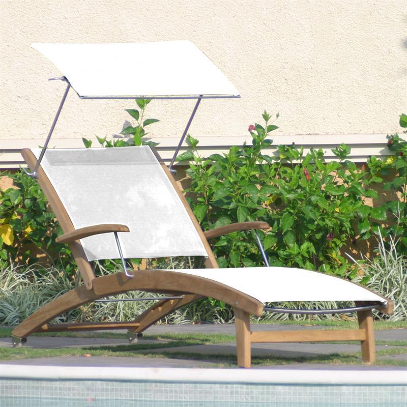 Rivera lounger - Teak GRADE A + Batyline + stainless steel fittings