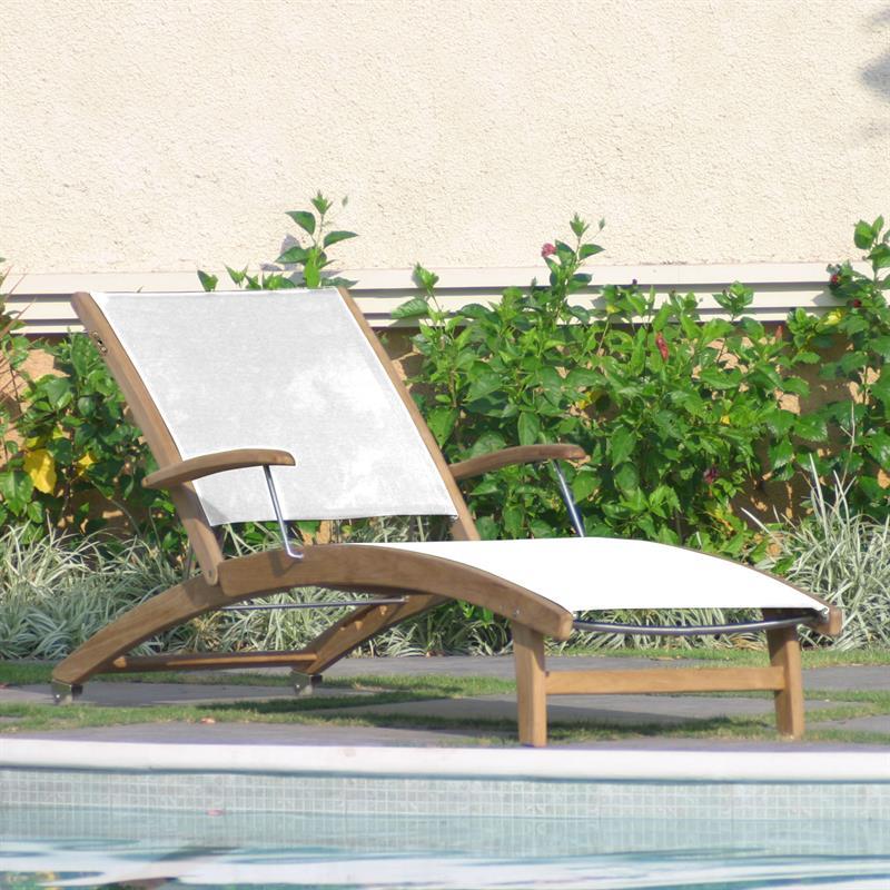 Rivera lounger - Teak GRADE A + Batyline + stainless steel fittings