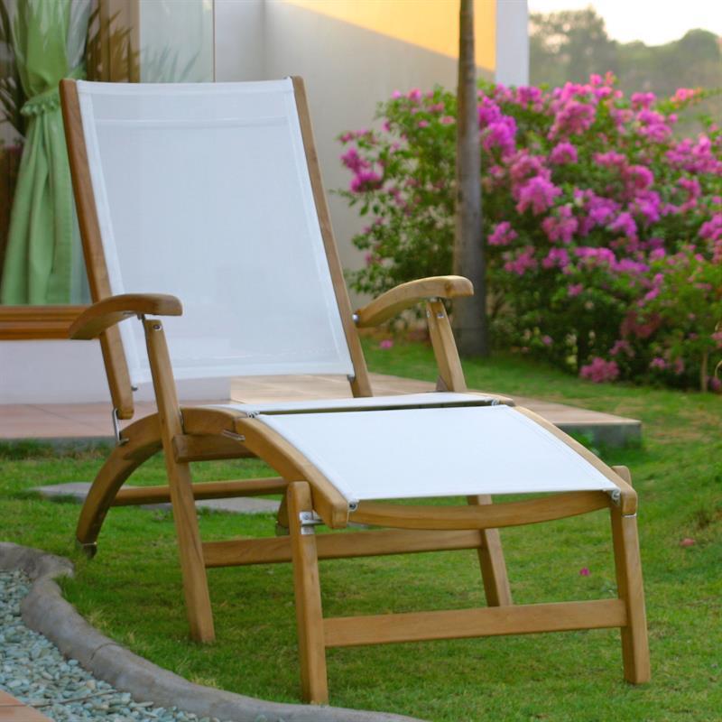 Rivera deck chair set of 2 consisting of 2 deck chairs teak GRADE A + Batyline + stainless steel fittings