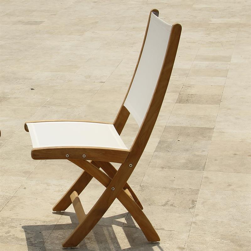 Rivera folding chair without armrest - Teak GRADE A + Batyline + stainless steel fittings