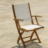 Rivera folding chair with armrest - Teak GRADE A + Batyline + stainless steel fittings