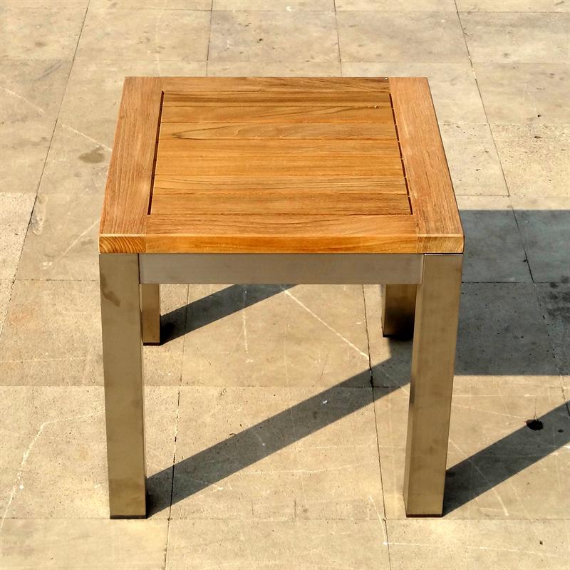 Florence Hocker/Beistelltisch 50 x 50 x 45 cm Teak mit Edelstahlgestell