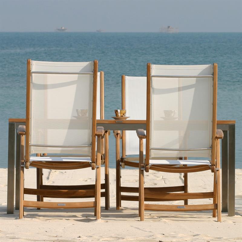 Florence Esstisch 160 x 90 x 76cm - Zertifiziertes Teak GRADE A + Edelstahlgestell