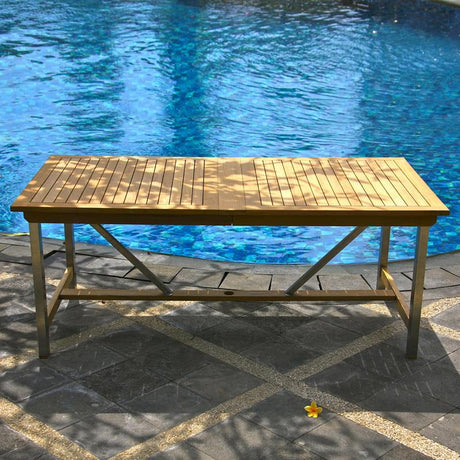 Moselle double extension table 280/235/190x100x76.5 cm - Certified Teak GRADE A + stainless steel frame