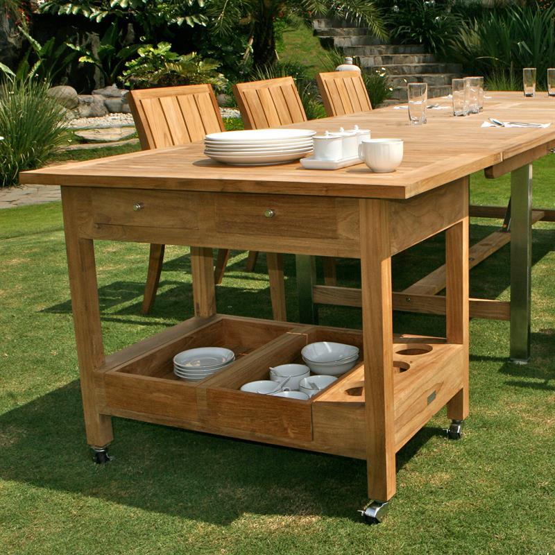 Teak serving trolley 100x65x75 cm matching the Elegance and Moselle tables