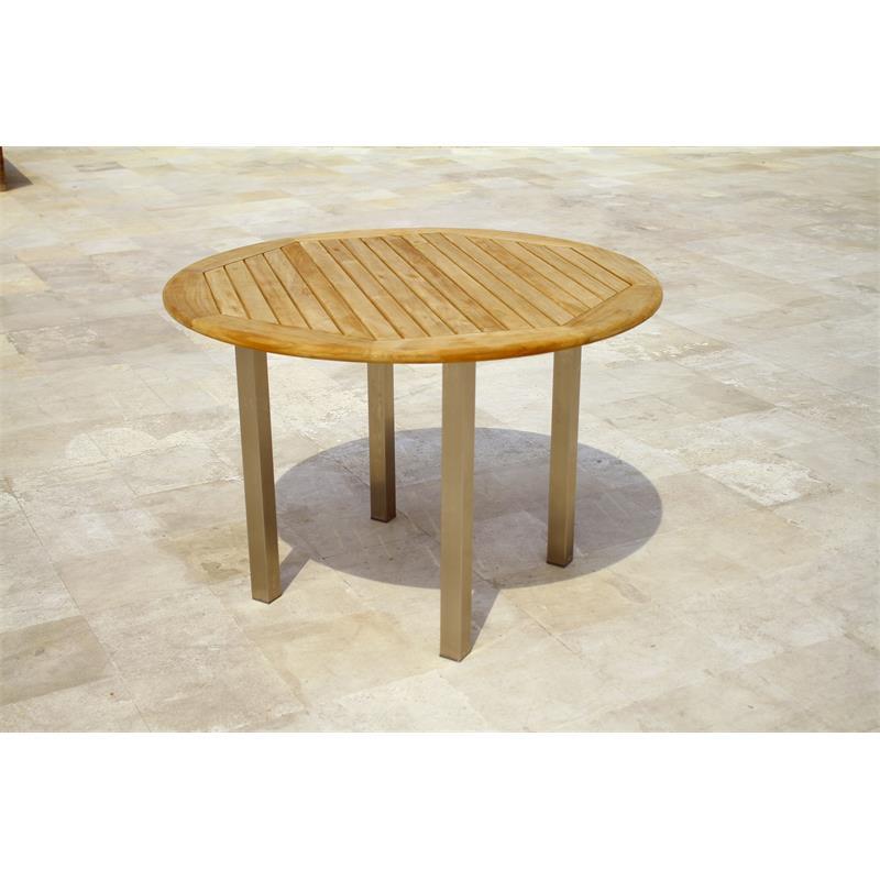 Florence runder Tisch 109 cm Teak mit Edelstahl