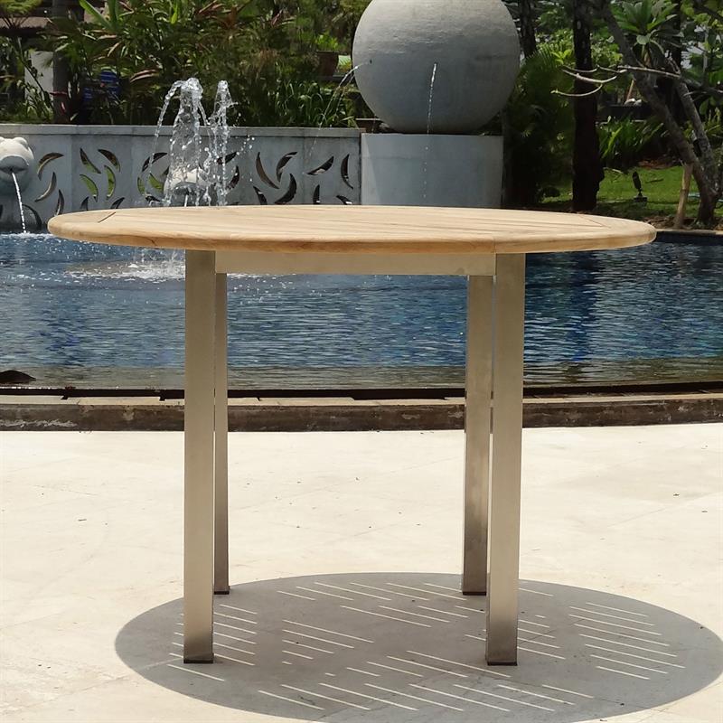 Florence round table 109 cm teak with stainless steel