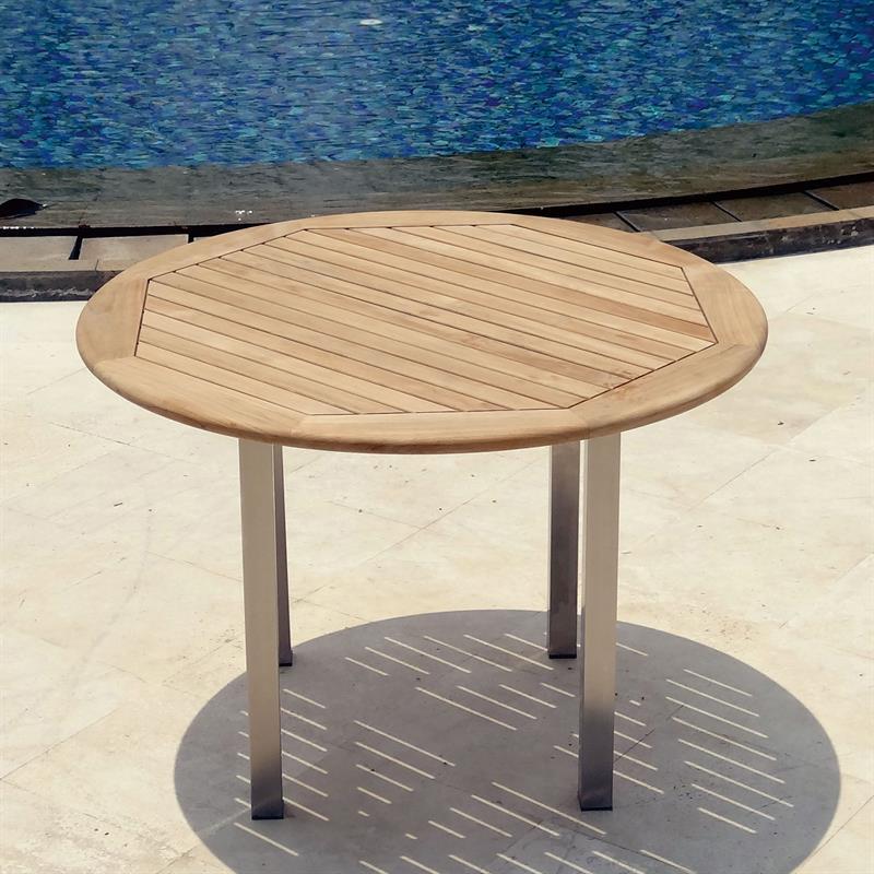 Florence round table 109 cm teak with stainless steel