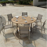 Florence round table 160 cm teak with stainless steel