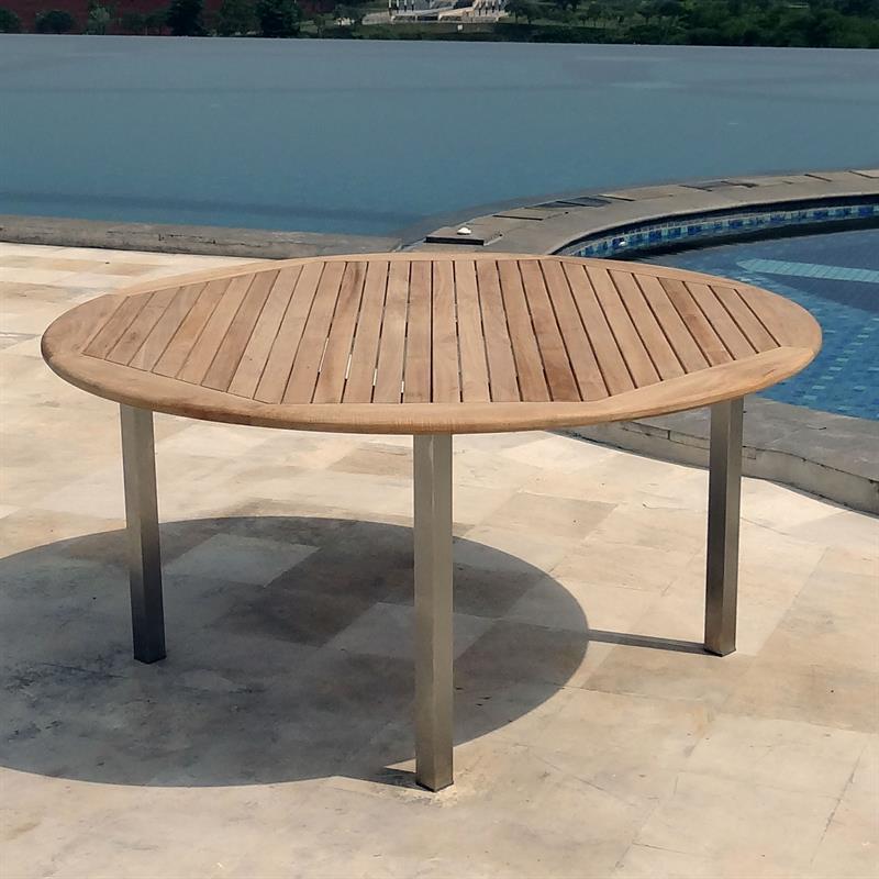 Florence runder Tisch 160 cm Teak mit Edelstahl