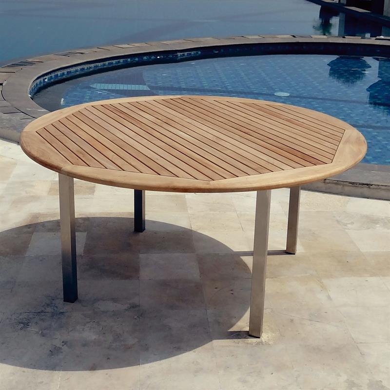 Florence round table 160 cm teak with stainless steel