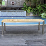 Florence Frontausziehtisch 230/160 x 100 x 77 cm Zertifiziertes Teak GRADE A mit Edelstahlgestell