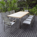 Table à rallonge frontale Florence 230/160 x 100 x 77 cm teck certifié GRADE A avec structure en acier inoxydable