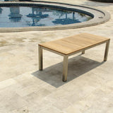 Florence front extension table 310/210 x 100 x 77 cm Certified Teak GRADE A with stainless steel frame