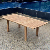 Verdon double extension table 240/200/160x100x76 cm - Certified Teak GRADE A + stainless steel fittings