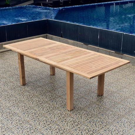 Verdon double extension table 240/200/160x100x76 cm - Certified Teak GRADE A + stainless steel fittings