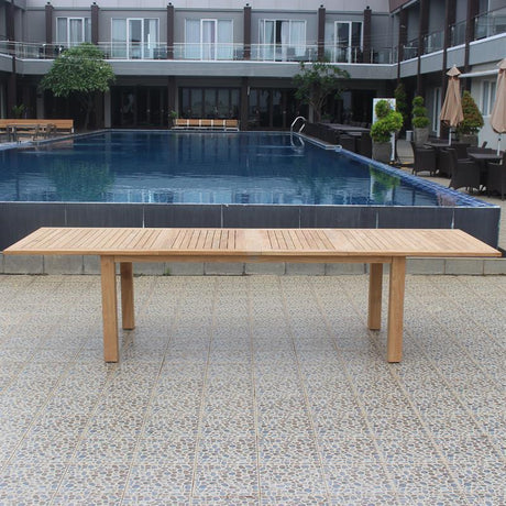 Verdon Doppelausziehtisch 320/265/210x100x76 cm - Zertifiziertes Teak GRADE A + Edelstahlbeschläge