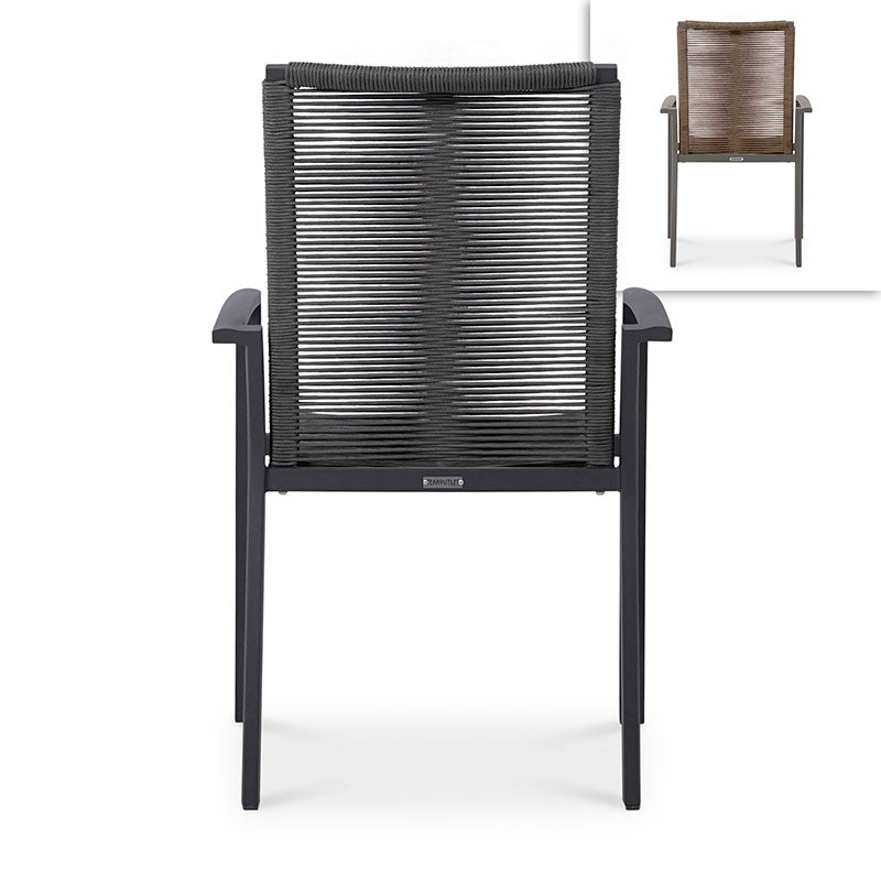 Yuma stacking chair with high backrest weatherproof rope + aluminum powder-coated