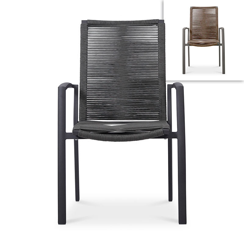 Yuma stacking chair with high backrest weatherproof rope + aluminum powder-coated