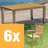 Zilart stacking chair set Teak Natural 160 consisting of Zilart dining table 160 x 100 and Zilart stacking chairs