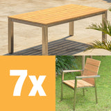 Zilart stacking chair set Teak Natural 210 consisting of Zilart dining table 210 x 100 and Zilart stacking chairs