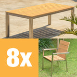 Zilart stacking chair set Teak Natural 210 consisting of Zilart dining table 210 x 100 and Zilart stacking chairs