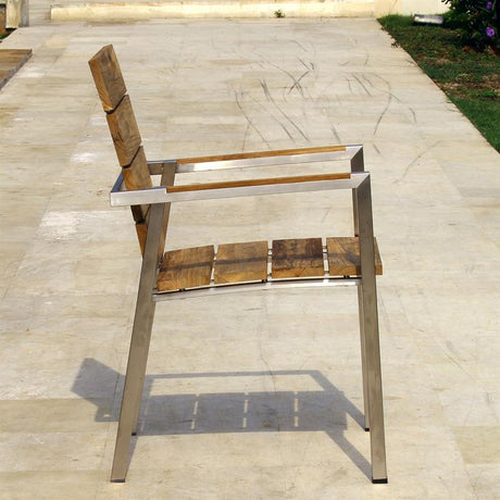 Zilart stacking chair - vintage teak brushed + stainless steel frame