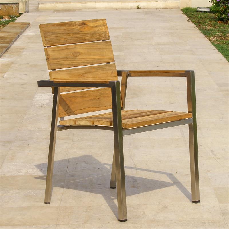 Zilart Frontausziehtisch Set Teak Natur 230 bestehend aus Zilart Frontausziehtisch 230/160 x 100 und Zilart Stapelstühlen