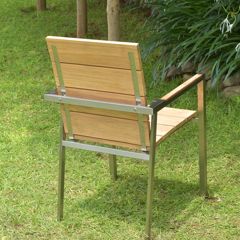 Zilart stacking chair Teak Grade A brushed - Teak GRADE A NATURAL brushed + stainless steel frame