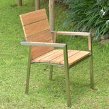 Zilart stacking chair Teak Grade A brushed - Teak GRADE A NATURAL brushed + stainless steel frame