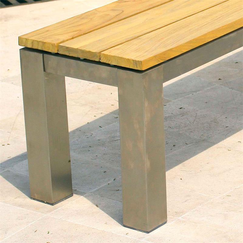 Zilart garden bench without backrest 190x45 cm - Teak GRADE A NATURAL brushed + stainless steel frame