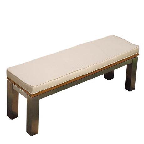 Banc de jardin Zilart sans dossier 140x45 cm - teck brossé vintage + structure inox