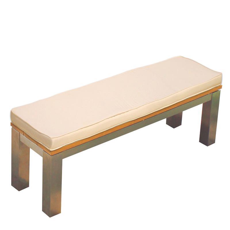 Banc de jardin Zilart sans dossier 140x45 cm - teck GRADE A NATUR brossé + structure inox