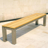 Zilart garden bench without backrest 190x45 cm - Teak GRADE A NATURAL brushed + stainless steel frame