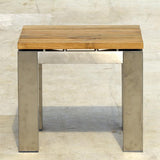 Zilart side table/stool 50 x 50 x 45 cm - vintage teak brushed + stainless steel frame