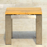 Zilart side table/stool 50 x 50 x 45 cm - Teak GRADE A NATURAL brushed + stainless steel frame