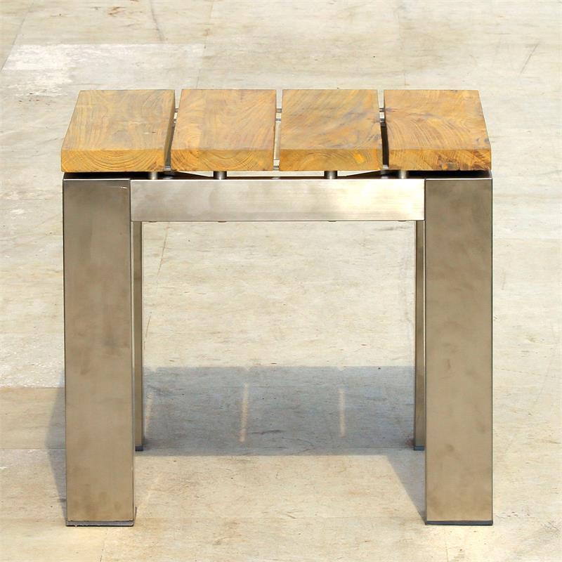 Zilart side table/stool 50 x 50 x 45 cm - Teak GRADE A NATURAL brushed + stainless steel frame